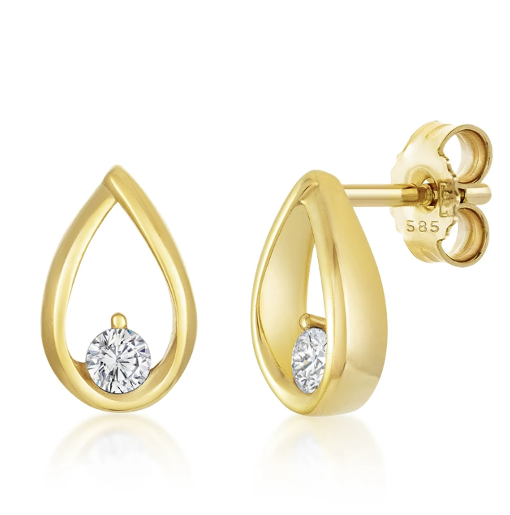 SOFIA zlaté náušnice slzy so zirkónmi