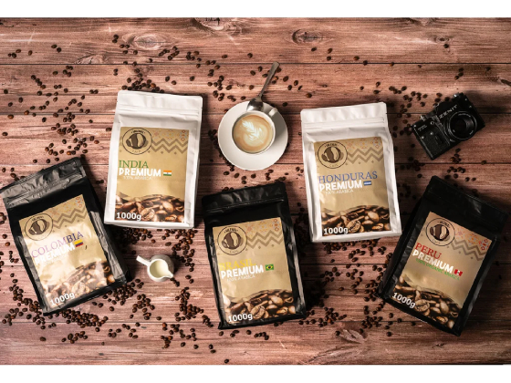XXL degustačná sada 5kg kávy - 5 druhov zrnkovej kávy - 100 % Arabica
