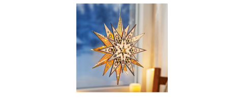 Velký košík LED Dřevěná hvězda Stela